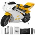 thumbnail image 4 of AQCW Mini Gas Motorbike-2-Stroke 49cc With Strong Dual Brake,Racing Max Speed 20Mph,Dual Headlights Mini Motorcycle For Kids（yellow&white ）, 4 of 10