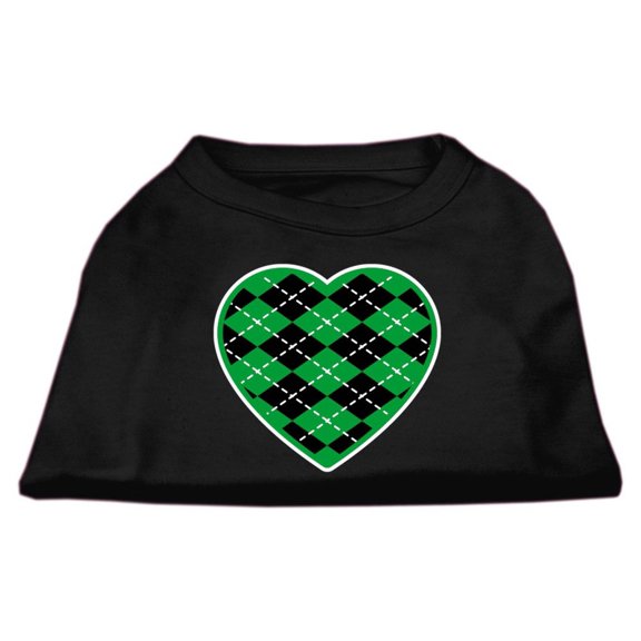 Pet Dog Cat Shirt Screen Printed, "Argyle Heart Emerald Green"