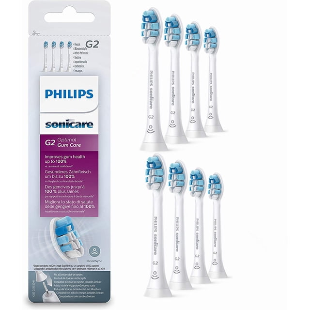 Sonicare G2 Premium Plaque Control Toothbrush Heads , Compatible with Philips Electric Soft Toothbrush Replacement Brush Head, 8 Pack
