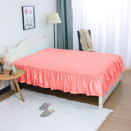 Satin Silk Bed Skirt 14" Dust Bed Ruffle 3 Sided Cover ...