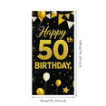 thumbnail image 2 of Black Background Happy 50th Birthday Banner with Glitter Gold Elements Balloons Stars Party Supplies Backdrop Decorations Photography Props Party Decors, 2 of 7