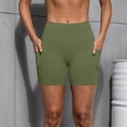 thumbnail image 5 of Mifsaly Womens High Waisted Biker Shorts Tummy Control Yoga Shorts with Pockets Athletic Compression Workout Running Gym Cycling Exercise Clothes Green,L, 5 of 7