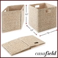 thumbnail image 3 of Casafield 13" x 13" Water Hyacinth Storage Baskets, Whitewash - Set of 2 Collapsible Cubes, Handwoven Organizer BIns for Bathroom, Bedroom, Laundry, 3 of 8
