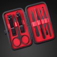 thumbnail image 1 of Kit Manucure Pedicure, Trousse Manucure Pedicure Set de 7pcs avec étui en Exquis Cuir (Rouge), 1 of 5