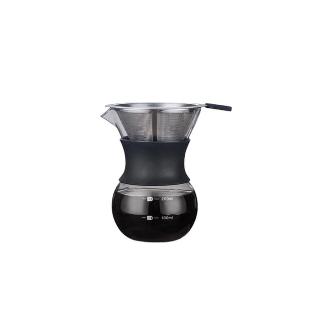 Bearachild Percolador de cafetera para el hogar, suministros de café de superficie lisa, diseño de mango, utensilios de cocina, hervidor de agua para Juegos de servir café y té 200ml con filtro Bearachild HA065475-01