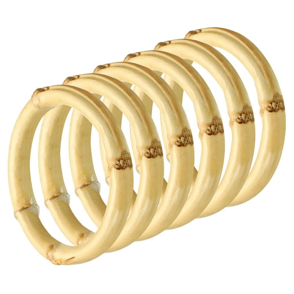 Uxcell 2.5 Inch Bamboo Purse Handles,, 6 Pcs Round Replacement Handmade Rings, Wood