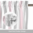 thumbnail image 6 of Pink Grey Striped Kitchen Curtain Valances for Windows Farmhouse Short Curtains, Geometric Vertical Stripes Minimalist Rod Pocket Valance Curtain for Bedroom Cafe Living Room 60"x18", 6 of 8