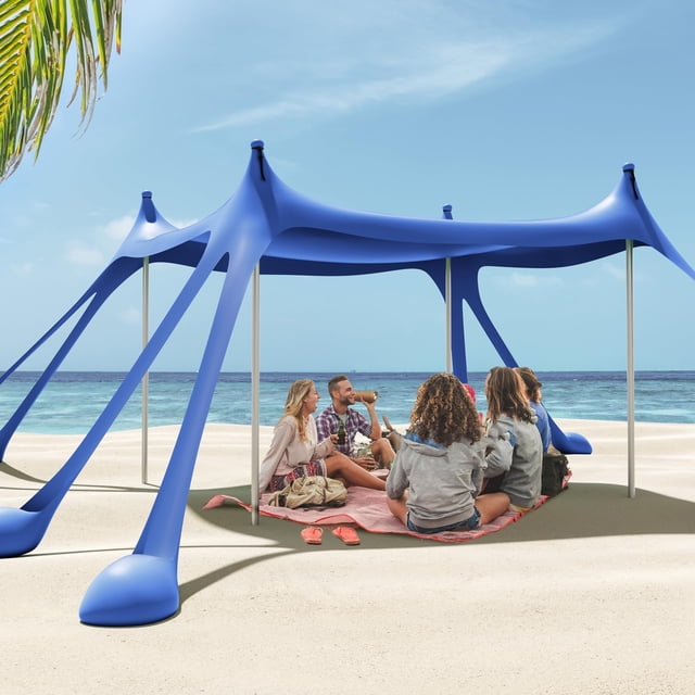 Carpa de Playa Gardentime 305x305 cm UPF50+ Portátil Azul Marino