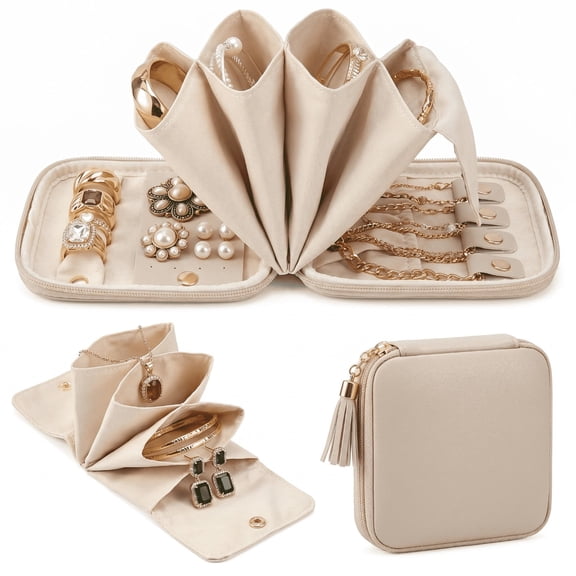 Soft Velvet Travel Jewelry Case, Multi Compartment Portable Storage Pouch For Women Necklaces Earrings Bracelets