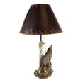 thumbnail image 3 of Rustic Wildlife Grey Wolf Howling By Birchwood Tree Table Lamp With Laced Shade, 3 of 5