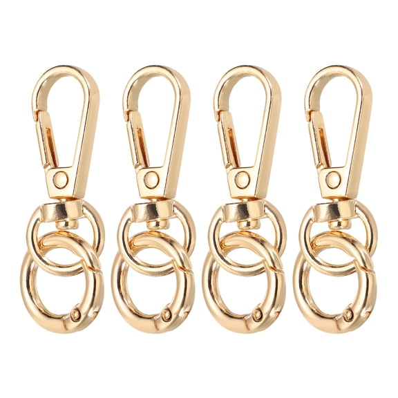 Uxcell 4Pack Swivel Clasp Clip, 2" Snap Hook with O Spring Ring Metal Double Opening Key Chain Clip Lobster Claw Clasps for DIY Crafts Bags Jewelry Lanyards, Light Gold