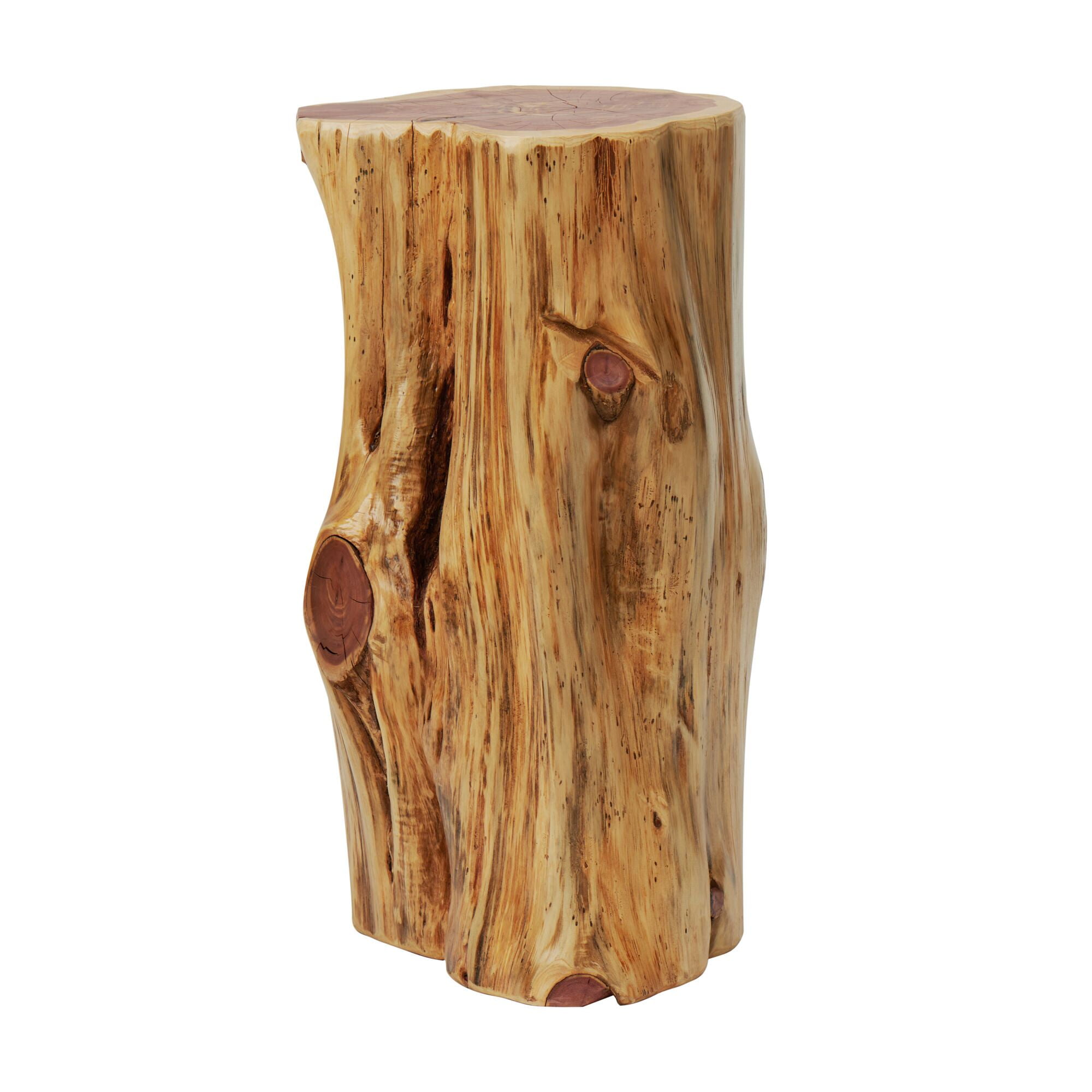 Natural Wood Trunk End Table Live Edge Stump Side Stand Indoor Outdoor Decor 