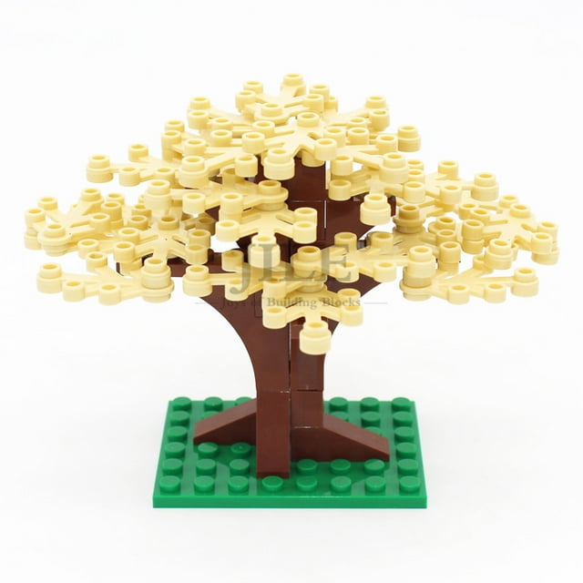 Moc DIY Garden Plants Small Tree 9 Colors Courtyard Enlighten Building Block Bricks Compatible All Brand Assembles Particles beige 1pcs