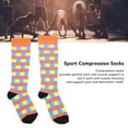 thumbnail image 4 of 1 Pair Compression Socks, Fashion Colorful Breathable Knee High Compression Stockings, Promote Blood Circulation, Great Support For , Running, Nursing, Athletic, 4 of 8