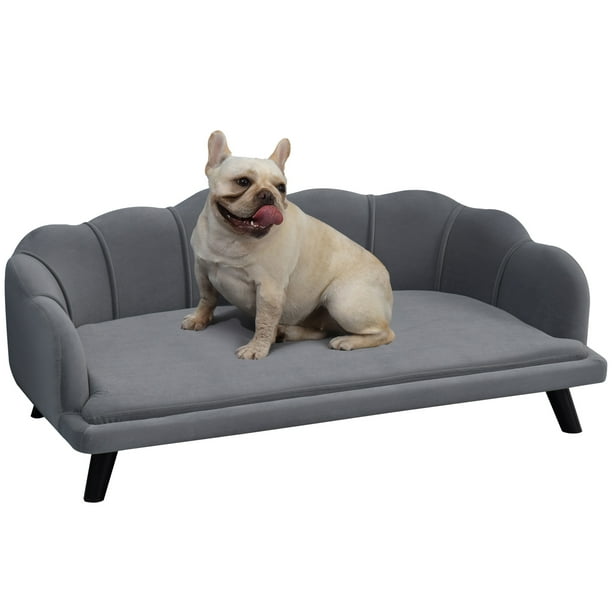 PawHut Velvet Large Dog Couch with Foam Cushioning, Soft and Cute Dog