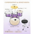 thumbnail image 4 of Eastar Drum Set 14" 3 Piece Starter Drums Kit ,Music Enlightenment Toys, Metallic Purple, 4 of 9