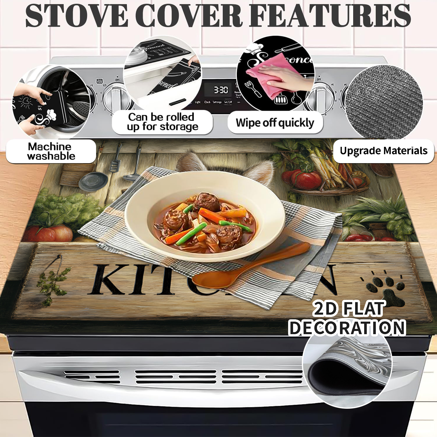 Stove Top Cover for Electric Stove 28×20 Inch Heat Resistant Glass Cooktop Cover Protector Kitchen Flat Stove