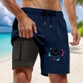 thumbnail image 2 of Athletic Shorts Men Compresssion Liner Inseam Board Shorts Bathing Suit with Pockets Dark Blue M, 2 of 4