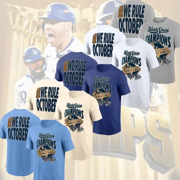 NEW! Dodgers 2025 World Series Champions Locker Room 2 Sided T Shirt