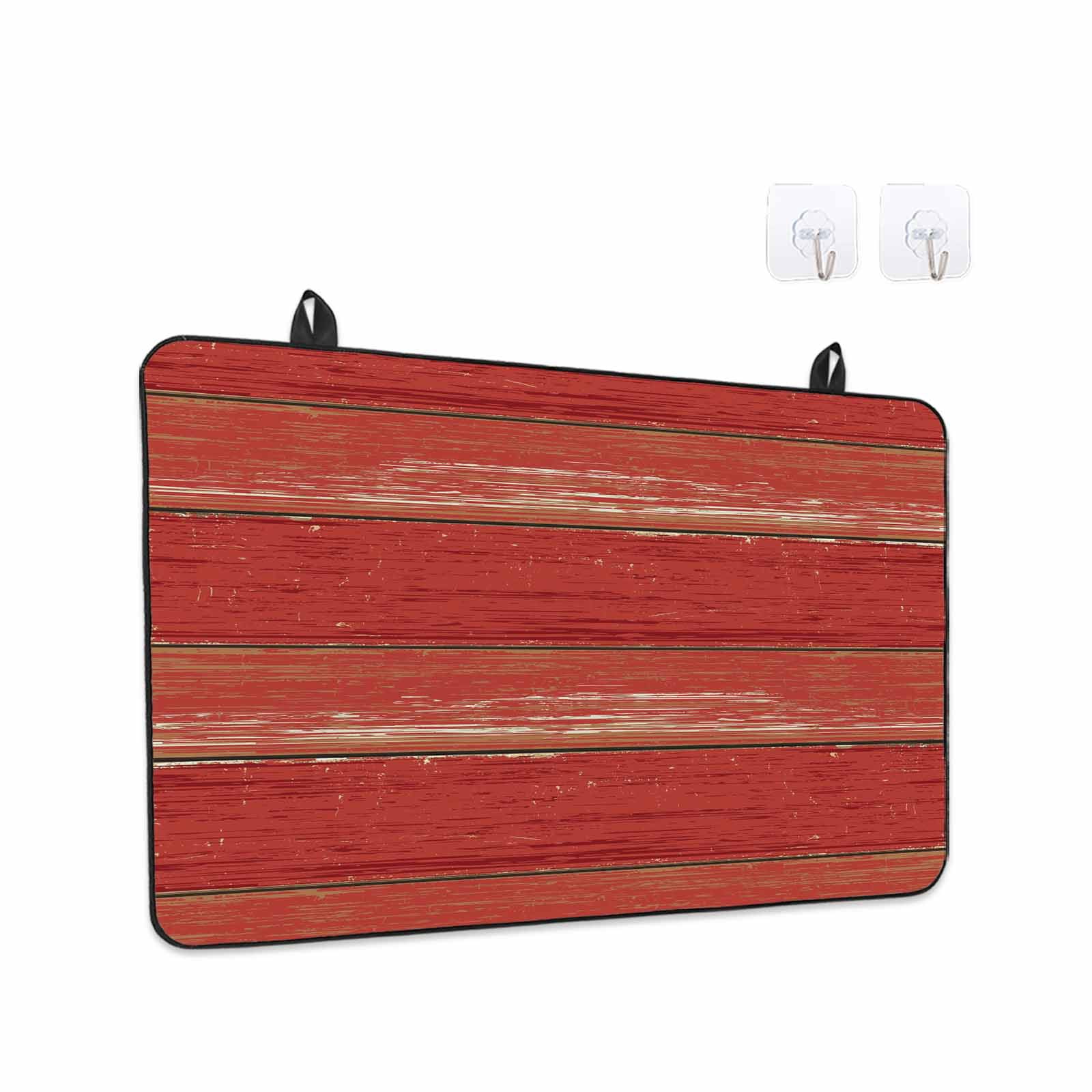 Red Wood Grain Stove Top Cover for Electric Stove, Heat-proof & Non Slip Glass Top Stove Cover Protector, Farmhouse Vintage Wooden Rustic Planks Kitchen Flat Cooktop Rubber Mat 31x24 Inches