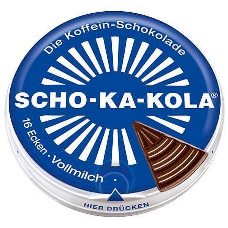 Milk Chocolate SCHO-KA-KOLA with natural Caffeine from Cocoa, Cola