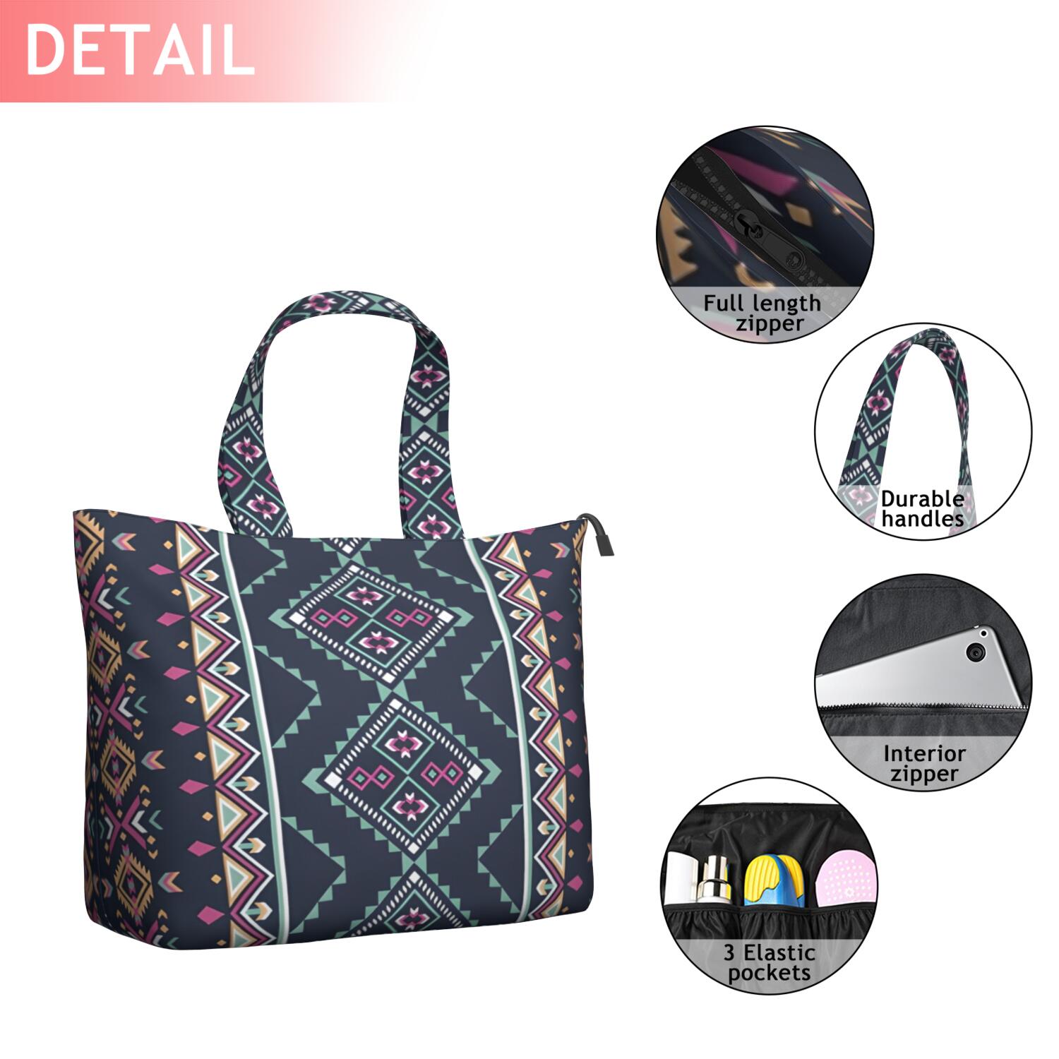 Black Geometric Striped Pattern Travel Tote Bags for Women Carry On,Large Weekender Bags for Women Travel,Multi Functional Duffle Bag for Work,Shopping,Sports