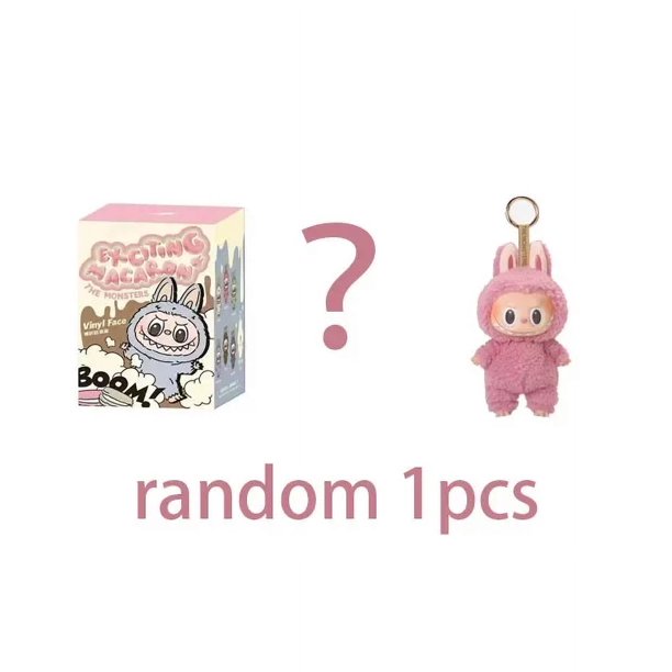 Labubu los monstruos latido del corazón Macaron esmalte cara caja ciega estatuilla de Pvc adorno de mesa muñeca Kawaii chico regalo de Navidad