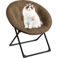 thumbnail image 1 of Oversized faux fur saucer chair para adults: foldable y comfy seat con gold metal frame para dormitorio, dorm o sala de estar (brown), 1 of 7