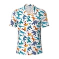 thumbnail image 2 of Daiia Block Dinosaur Pattern Men’s Polo Shirts,Solid Deck Shirt,Classic Fit, Breathable Cotton Polo for Casual and Sport Wear-3X-Large, 2 of 7