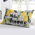 thumbnail image 5 of Hello Summer Throw Pillow Cover 16 x 24 Inch Decorative Pillow Cover Lemon Green Botanical Watercolor Plaid Lumbar Pillowcase Seasonal Rectangle Cushion Case for Couch Sofa Bed Living Room, 5 of 7