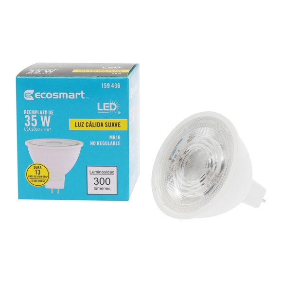 Foco Led Mr16 Ecosmart 3.5W 300 Lúmenes Luz Cálida Gu5.3