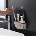 thumbnail image 6 of Bxaolu Kitchen Sink Caddy - Silicone Plastic Soap Sponge Holder - Faucet Caddy with Drain Holes for Drying - Adjustable Hanging Strap (Pink, 2Pcs), 6 of 9