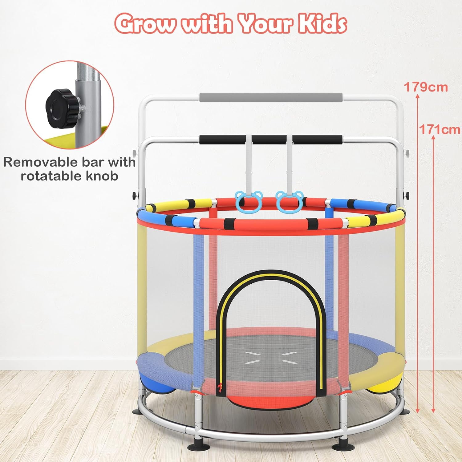 OLAKIDS 55" Trampoline for Kids Enclosure Net Heavy Duty for Boys Girls Outdoor Indoor