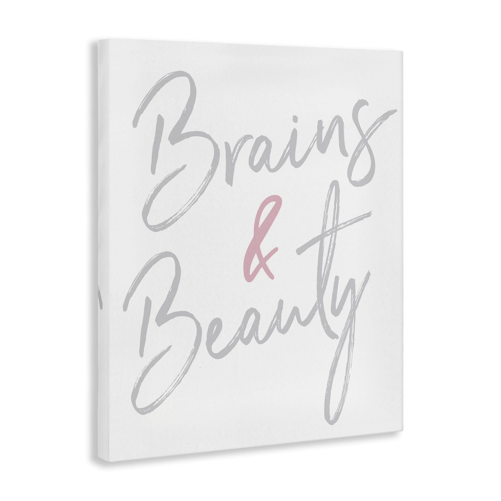 Stupell Industries Brains & Beauty Phrase Beauty & Fashion Painting Gallery Wrapped Canvas Art Print Wall Art, 16 x 20