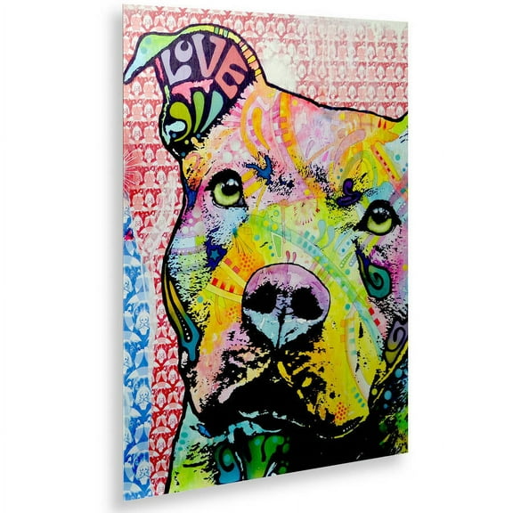 Dean Russo 'Thoughtful Pitbull II' Floating Brushed Aluminum Art