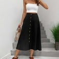 thumbnail image 6 of Kaemgyyd Midi Skirts for Women Summer High Waisted Button up A-Line Skirt Casual Solid Color Flowy Long Skirts for Women, 6 of 7