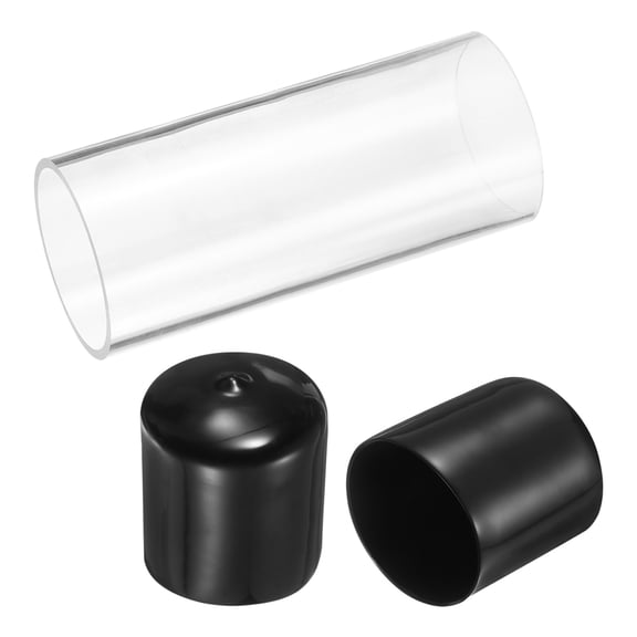 Uxcell Clear Rigid Acrylic Pipe, 54mm(2.13") ID x 60mm(2.36") OD 6" Round Polycarbonate Tube Plastic Tubing with Rubber Caps for Plumbing, Lighting, Aquarium, DIY Projects