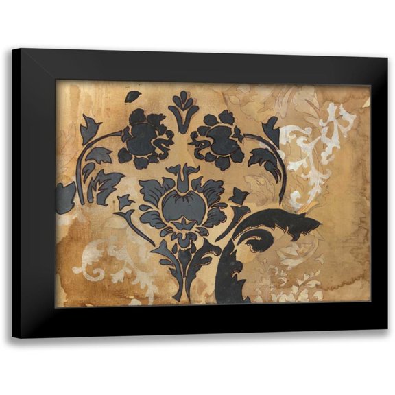 Adkin, Arielle 14x12 Black Modern Framed Museum Art Print Titled - Black Damask