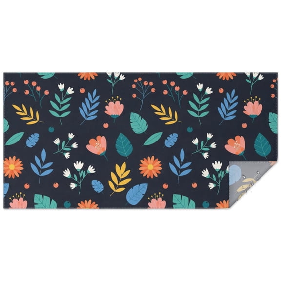 Pioneer Flower Floral Print Pattern Rectangle Tablecloth 60"x120", Waterproof Polyester Table Cloth, Wipeable Spillproof for Dining Camping Indoor Outdoor