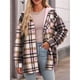 thumbnail image 5 of Chaqueta de Franela con Capucha y Cuadros para Mujer, Abrigo Grueso de Invierno para Mantener el , Chaqueta de Forro Cálida y Suave con Botones Rosa XL, 5 of 10