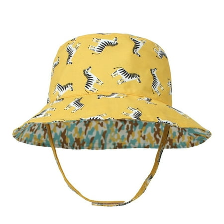 

Cathalem Toddler Summer Hat Kid s Cartoon Sun Hat Wide Brim UPF 50+ Hat For Toddler Boys Girls Adjustable Baseball Flat Hat Hat Yellow Small
