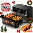 thumbnail image 1 of HoninJoy 12 QT Air fryer with Flex Basket, Air Fryer with Visible Cooking Window and 50PCS Air Fryer Liners, 8 Presets Cookings with Digital LED Touchscreen, Nonstick and Dishwasher-Safe, NEW, 1 of 7
