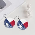 thumbnail image 5 of Leather Dangle Round Earrings For Women Texas Flag Circle Earrings Drop Jewelry, 5 of 6