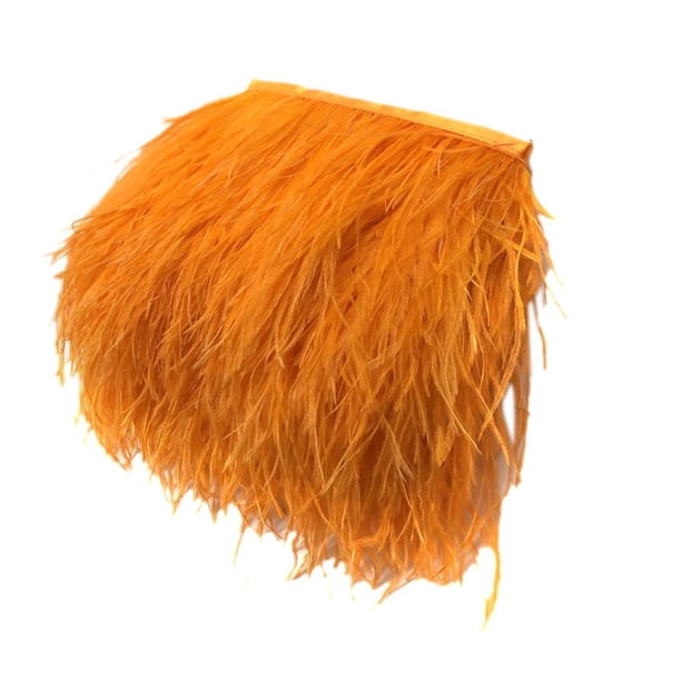 1 yarda de plumas de avestruz teñidas para confección, iluminación, decoración y manualidades de ropa. naranja