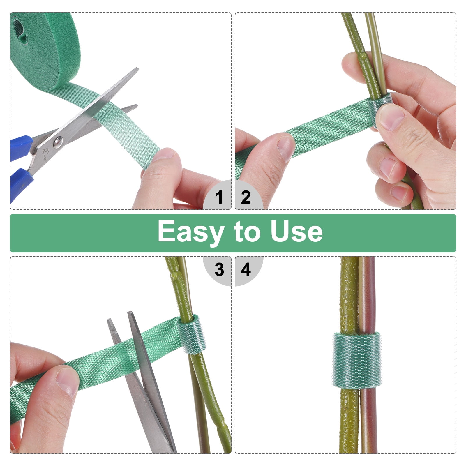 Uxcell 1-Roll Garden Plant Tape, 164 ft x 0.8 in Garden Hook and Loop Plant Ties for Plants/Vines, Green