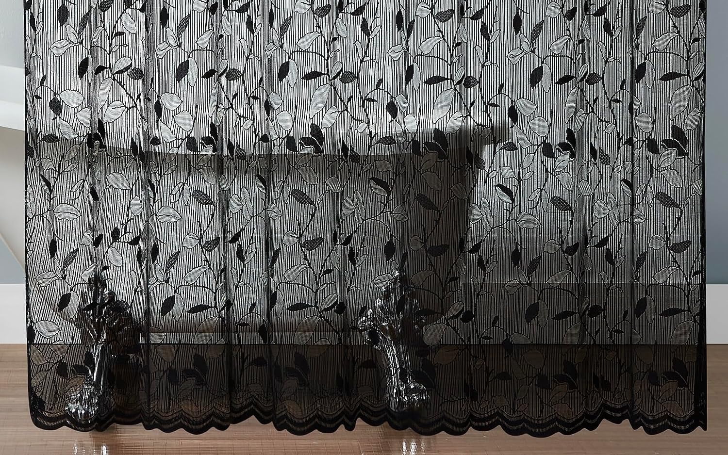 Warm Home Designs 36" W x 72" L Black Lace Shower Curtain. GR Black 36