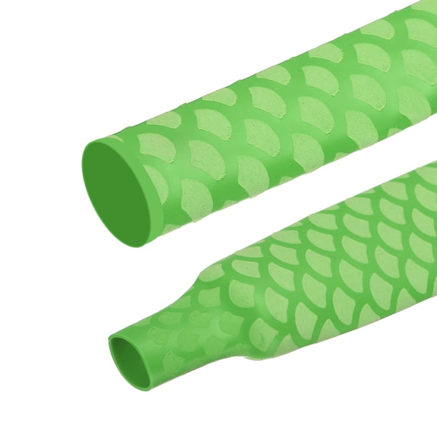 Uxcell 3.3ft 0.7" Diámetro Tubo Termocontraíble para Cañas de Pescar, Patrón de Escala de Pescado 18mm 1.8:1 Mango de Agarre Termocontraíble con Aislamiento Impermeable Antideslizante, Verde
