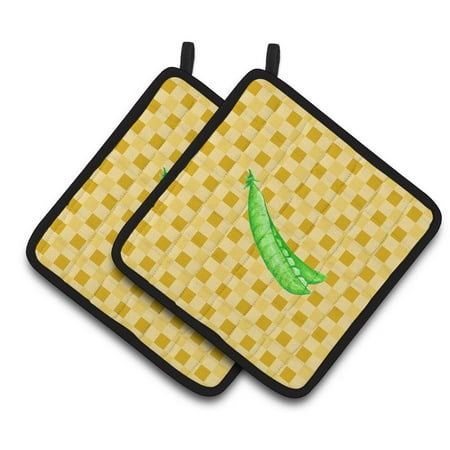 

Caroline s Treasures Peas on Basketweave Pair of Pot Holders