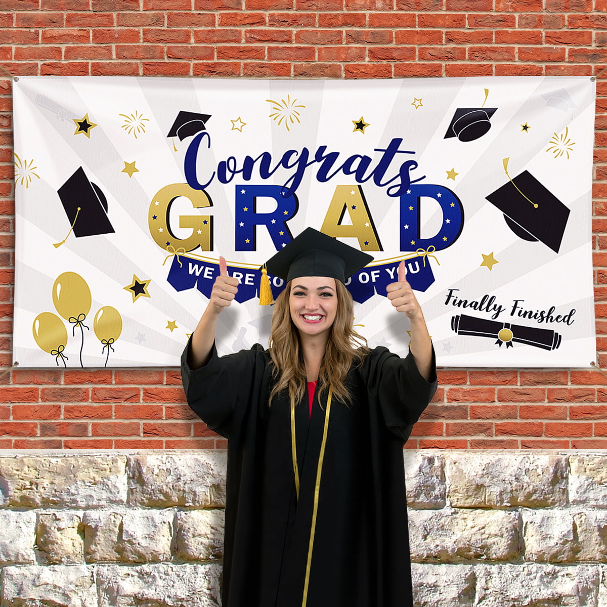Trencher Cap Background 10x7ft Senior Year Polyester Photography Backdrop Blue Sky Throwing a Bachelors Hat Student Graduation Ceremony School Studenthood Class Group Photo Prop Wallpaper