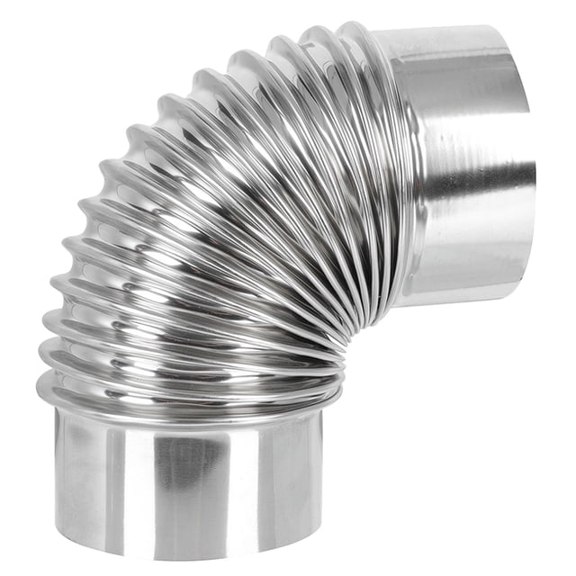 SHISUYAN Stainless Steel 90 Degree Stove Pipe for Home Silver Color Durable and Rust-Resistant